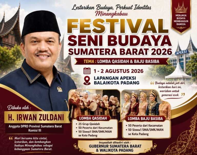 H. Irwan Zuldani Gelar Festival Seni Budaya Sumbar 2026, 25 Grup Qasidah dan 100 Peserta Baju Basiba Siap Berlaga