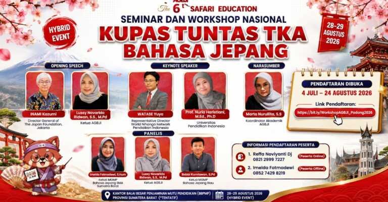 MGMP Bahasa Jepang Sumbar Dipercaya Jadi Tuan Rumah Seminar Nasional TKA Bahasa Jepang, Hadirkan Pakar dari Jepang dan Indonesia