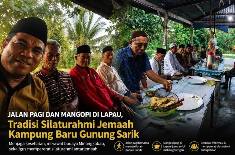 Jalan Pagi dan Mangopi di Lapau, Tradisi Silaturahmi Jemaah Kampung Baru Gunung Sarik