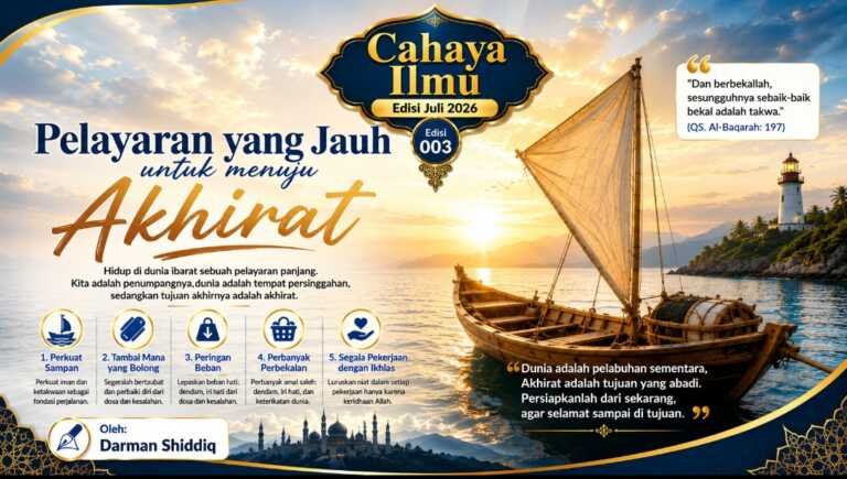 Cahaya Ilmu:“Pelayaran yang Jauh Menuju Akhirat: Perkuat Sampan, Ringankan Beban, dan Perbanyak Bekal”